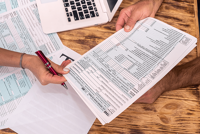 vat tax documents on desk