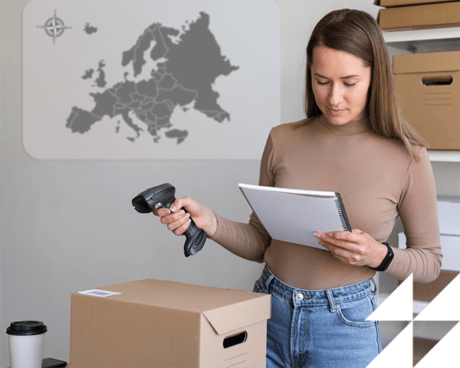 online seller woman fulfilling europe orders